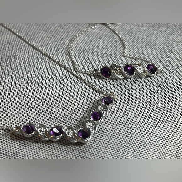 Vintage NRT Avon Purple Amethyst Necklace Bracelet and Earring Set - Picture 7 of 10